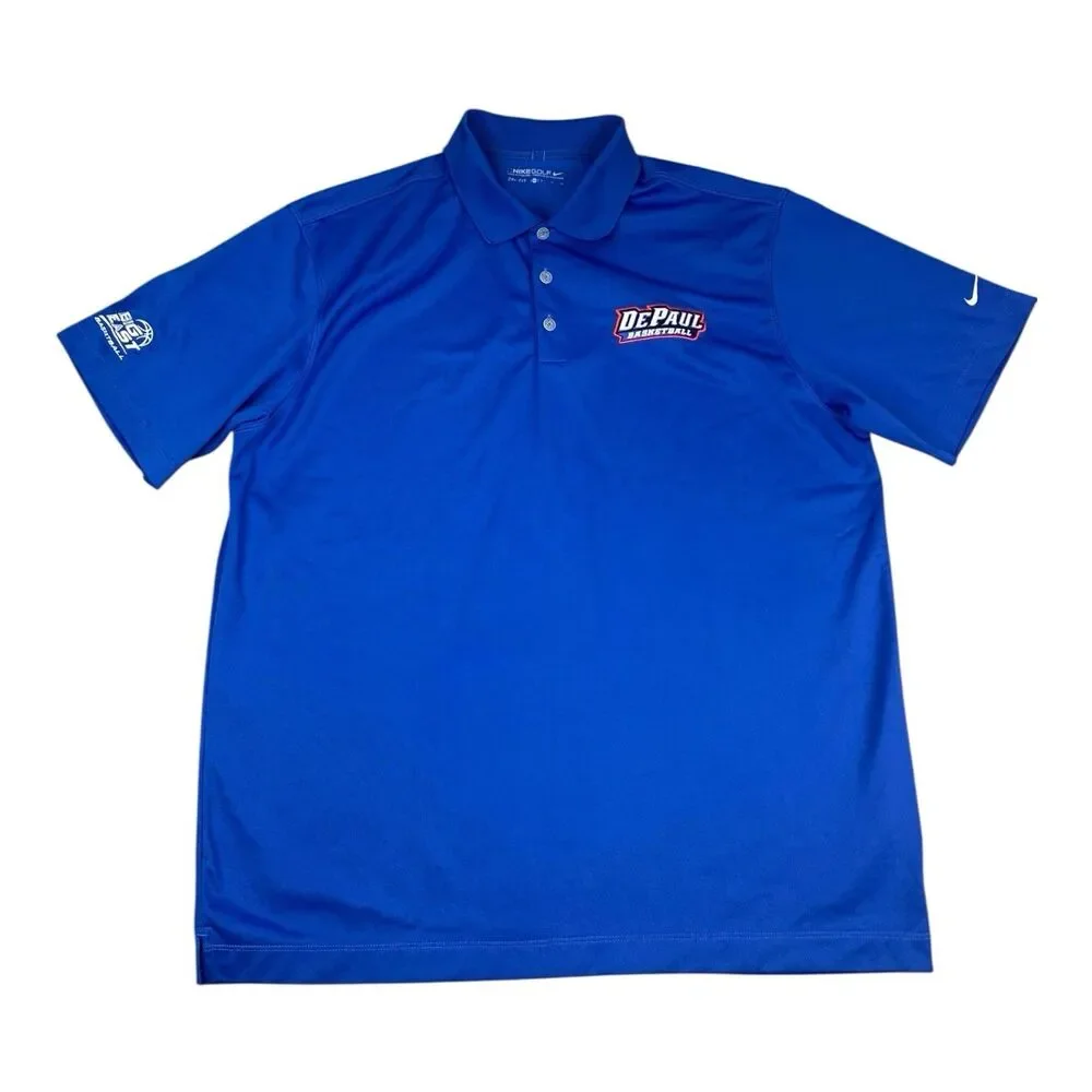 DePaul Blue Demons Nike Dri Fit Polo Shirt, Blue, Moisture Wicking, Size XL
